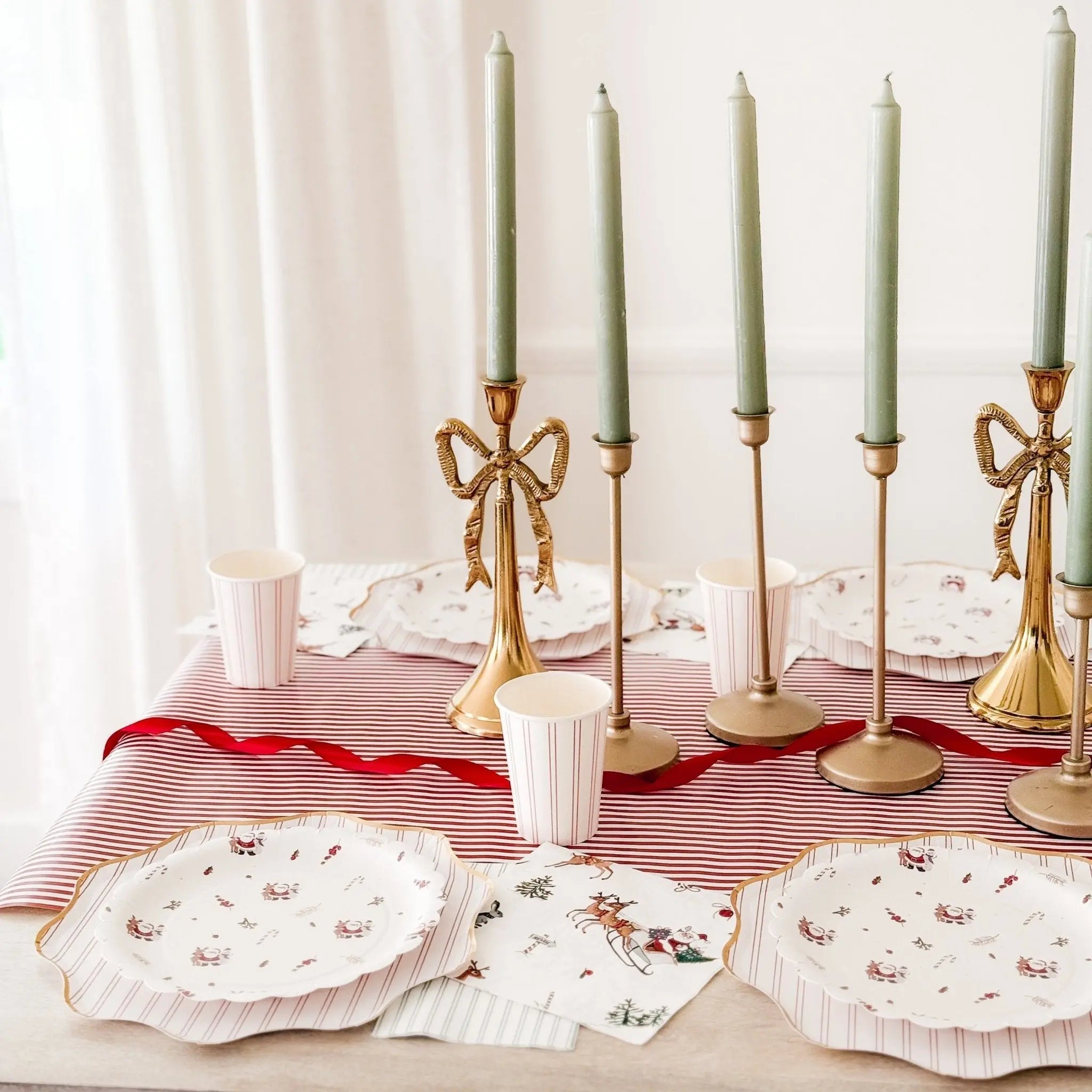 Red Striped Paper Table Runner – 19.5” X 150” | Disposable Party Table Décor