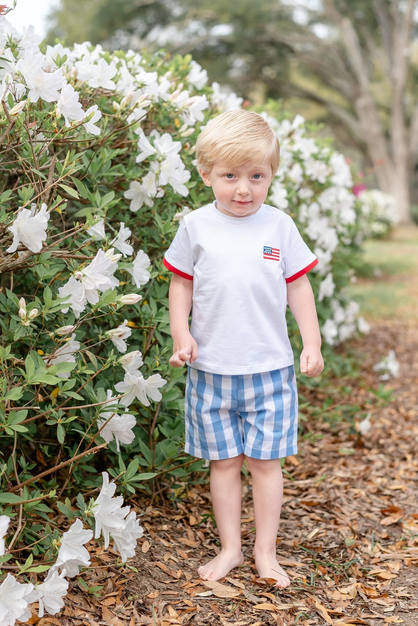 Red, White And Blue Shirt And Shorts Set