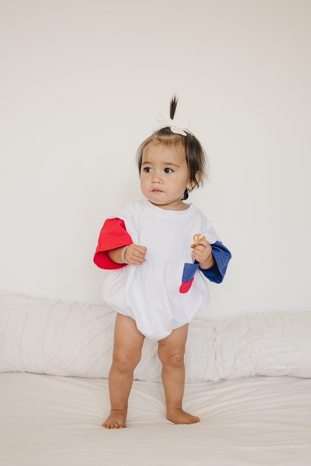 Red, White & Blue Colorblock Pocket T-shirt Romper