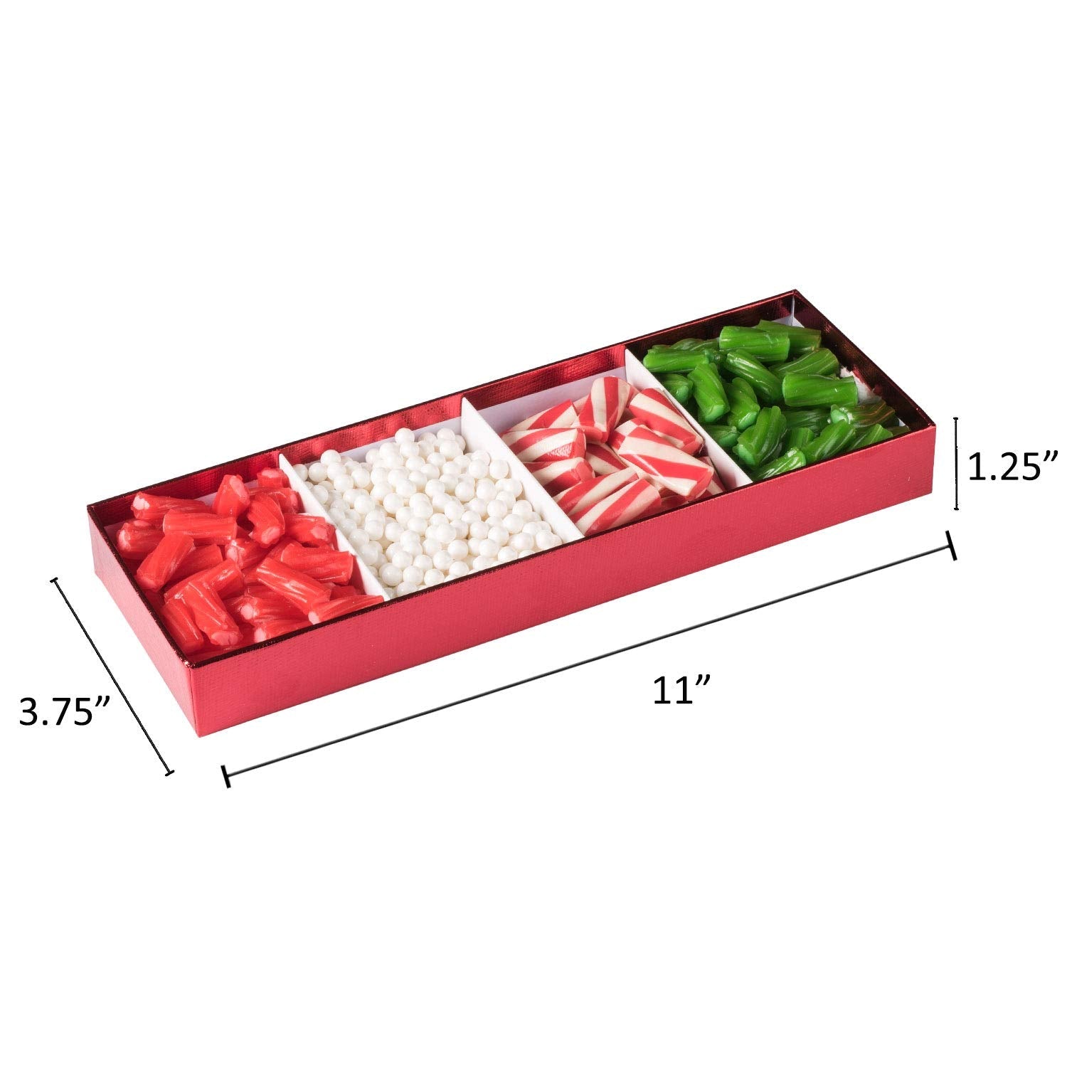 Four Section Red Tray 8 Packs Gift Box With Clear Cover 11" X 3.75" X 1.25"