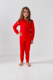 Red And Green Bamboo Two-piece Pajamas For Kids | Ultra Soft Sleepwear |