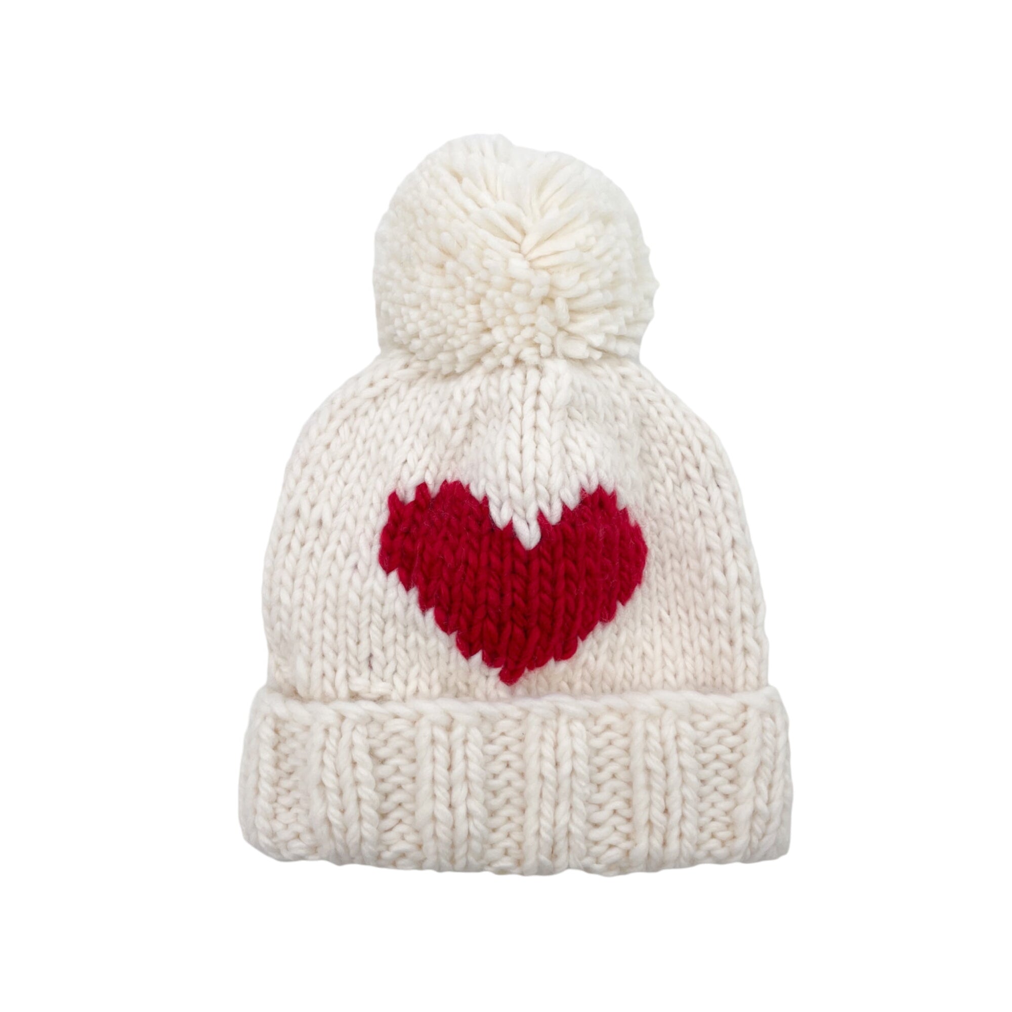 Heart Knit Hat, Red