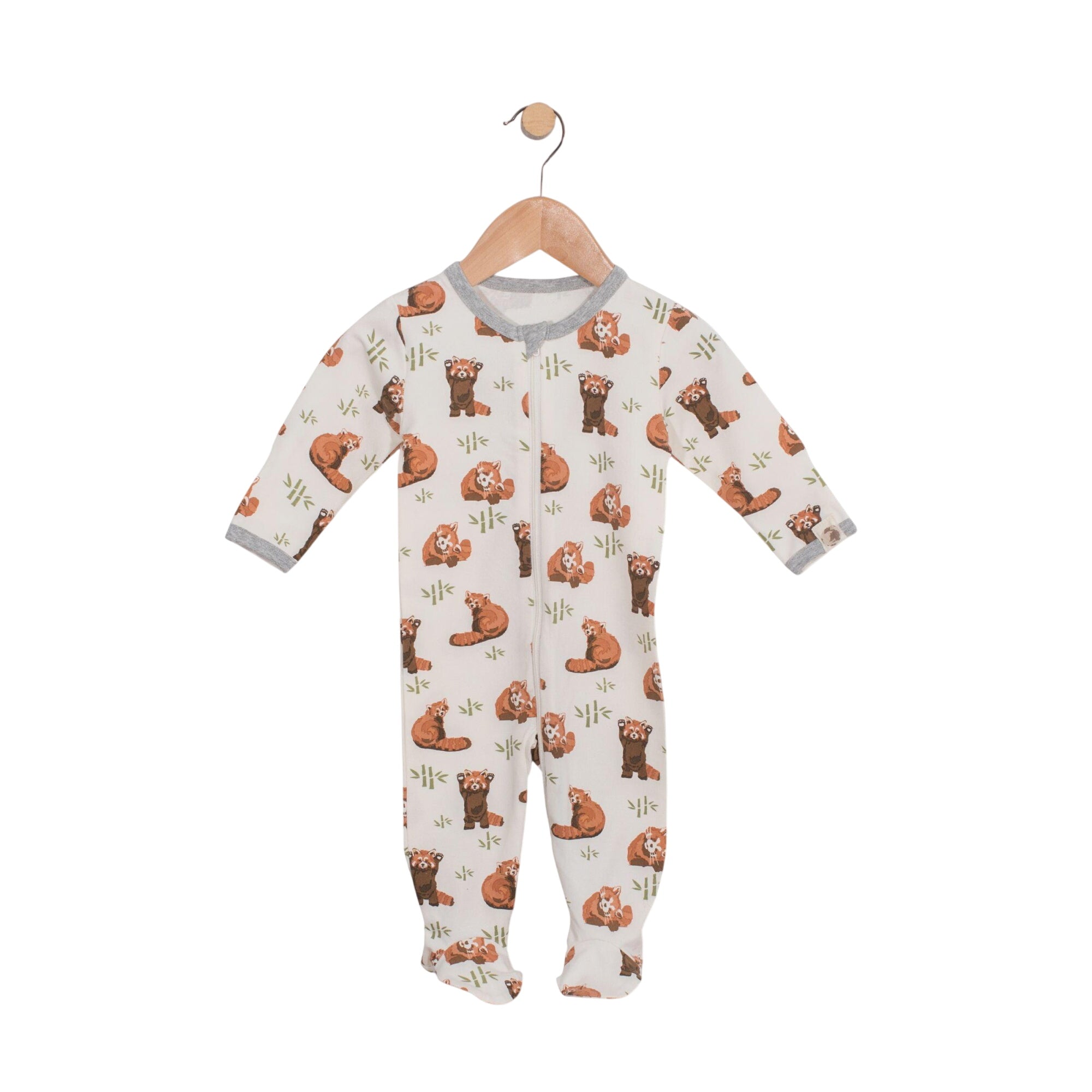 Red Panda Printed Footie In Sustainable Fabric