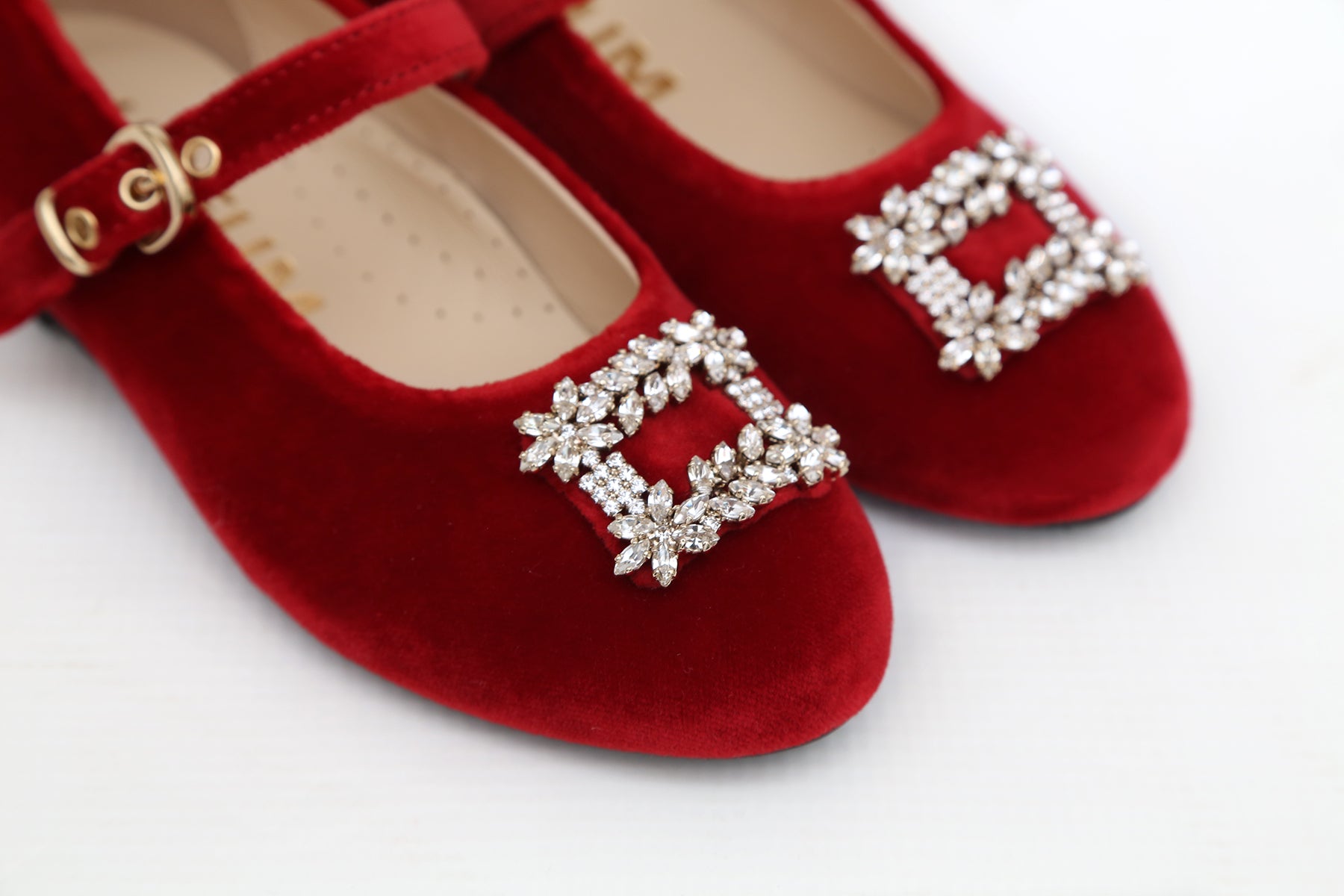 Lila Velvet Shoes In Red