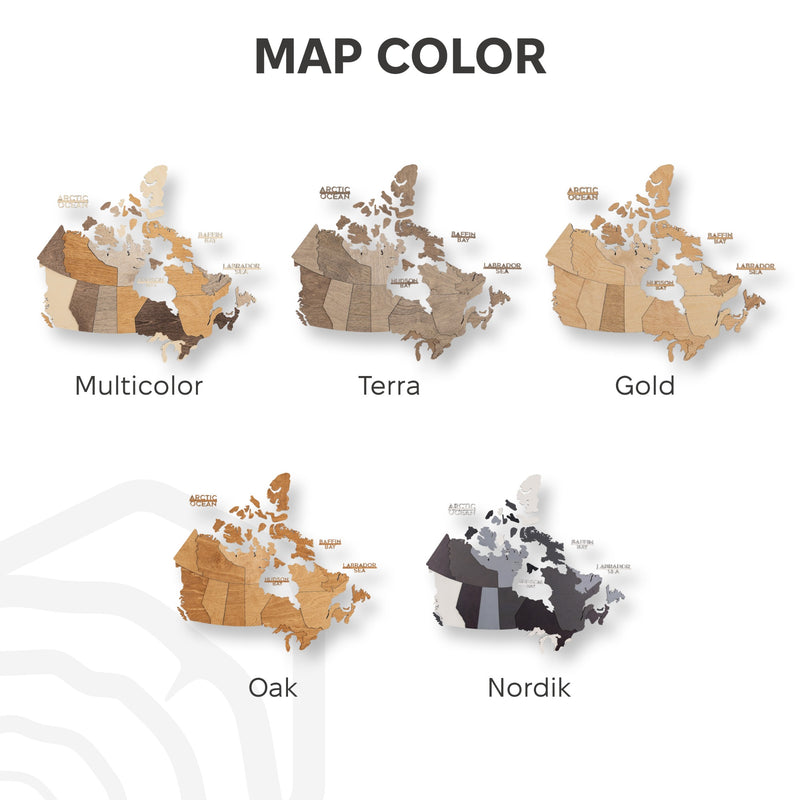3d Canada Wooden Map Multicolor