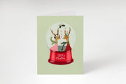 Reindeer Snow Globe Christmas Card – Whimsical Holiday Card