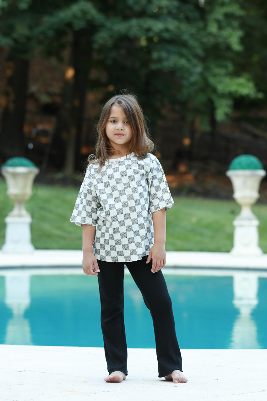 Relaxed Cotton T-shirt With Checker Print