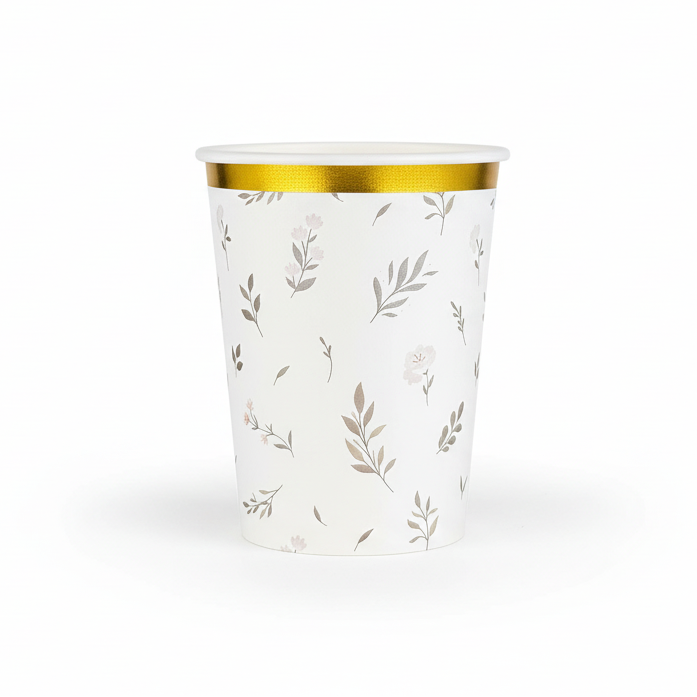 Floral Eucalyptus Paper Cups 9oz (8 Pack)