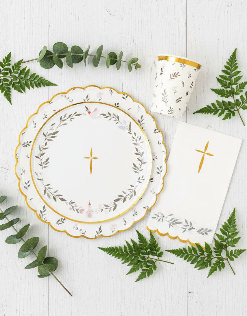 Floral Eucalyptus Large Paper Plates 10" (8 Pack)