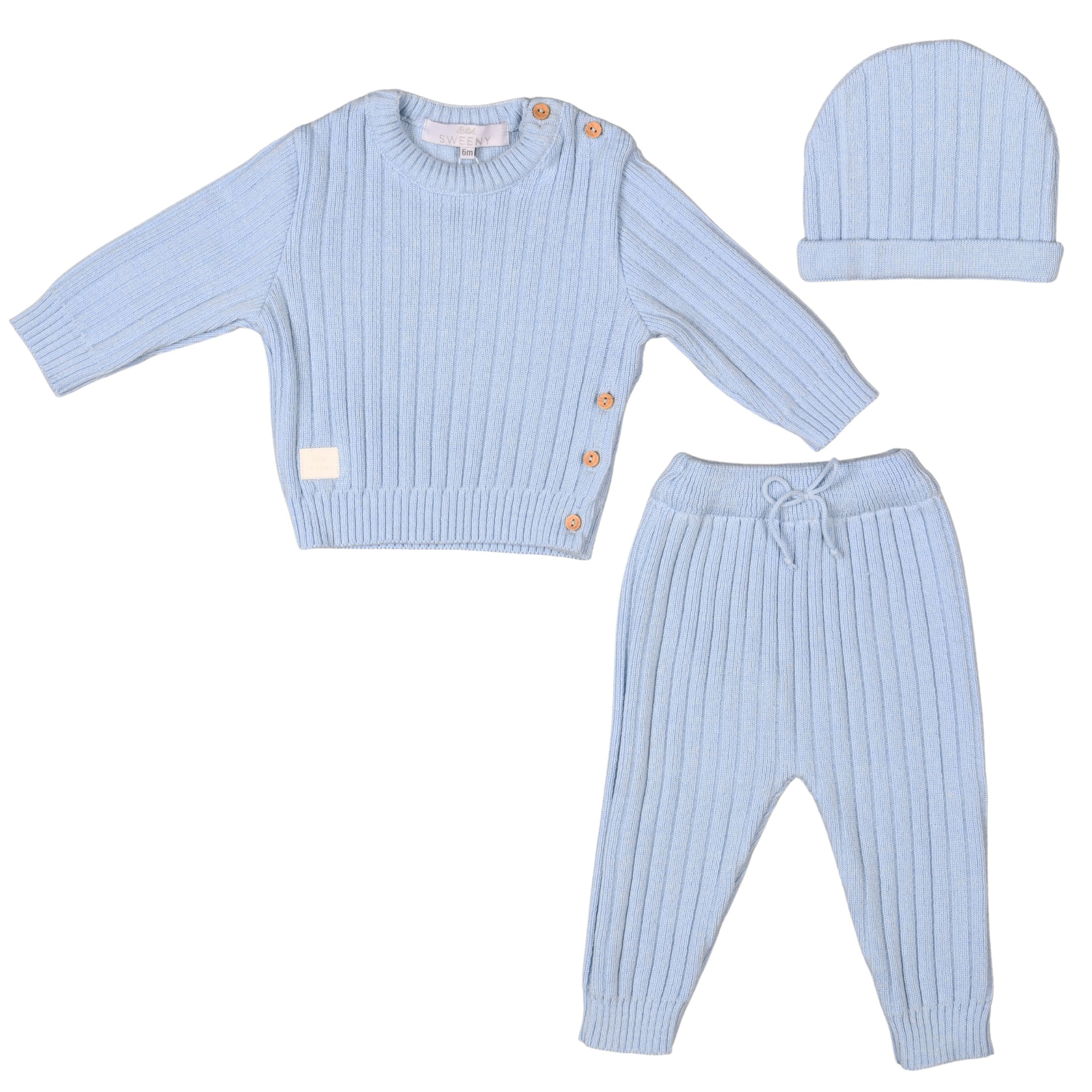 Remy | Blue Ribbed Knit Leggings Set (3)