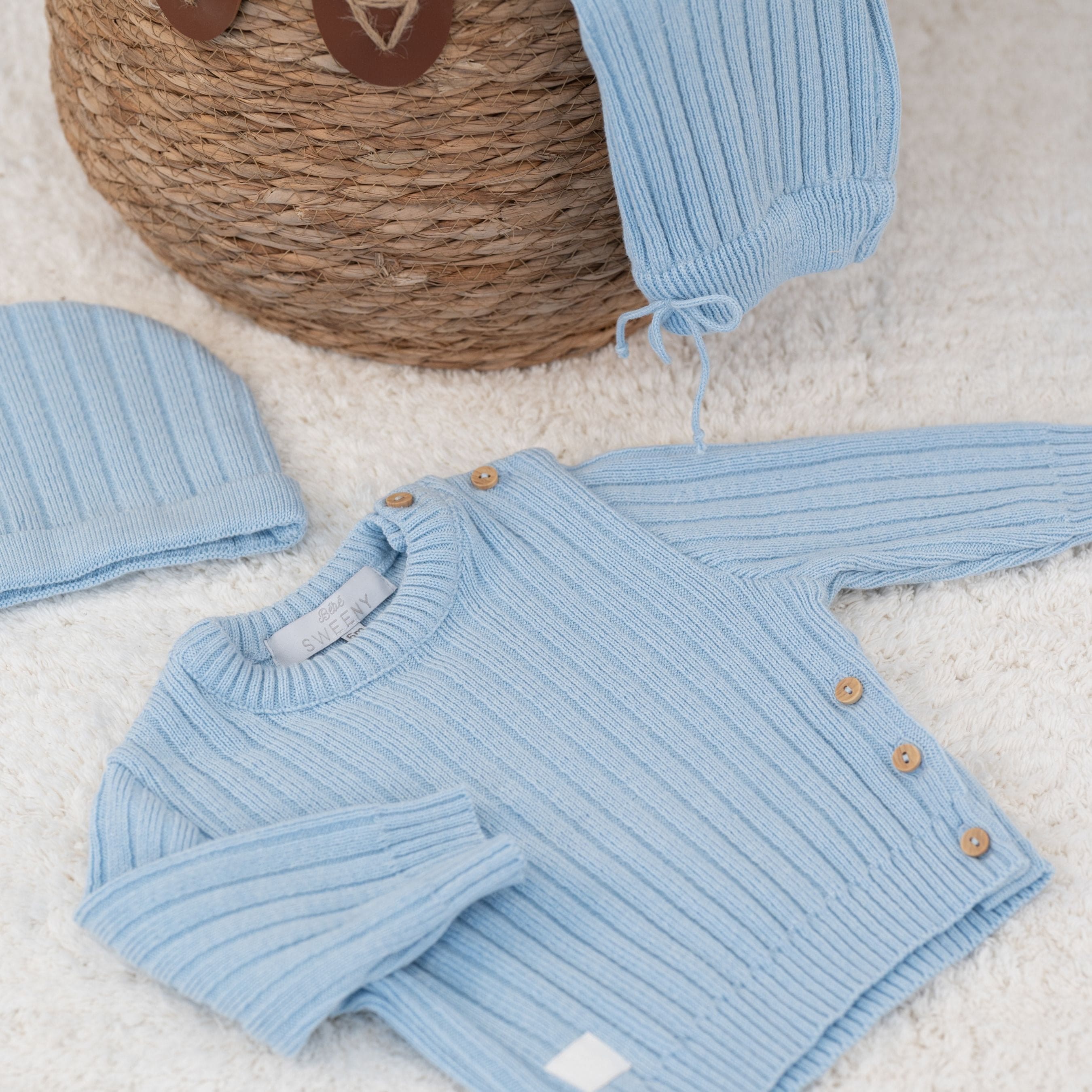 Remy | Blue Ribbed Knit Leggings Set (3)