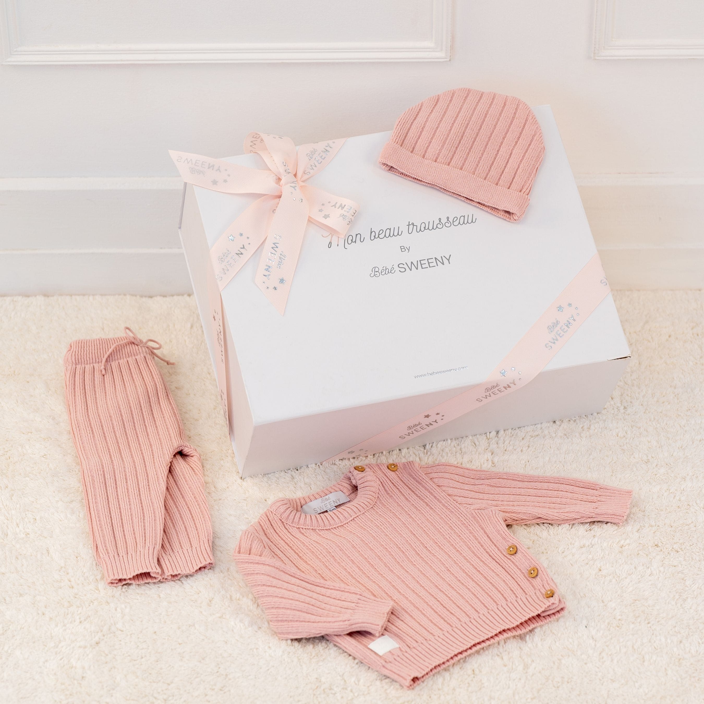Remy | Pink Ribbed Knit Leggings Set (3)