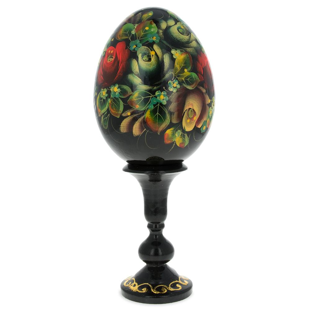 Roses Collection Flower Wooden Easter Egg 4.25 Inches