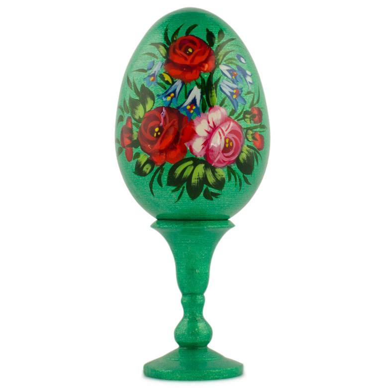 Roses Bouquet Wooden Easter Egg