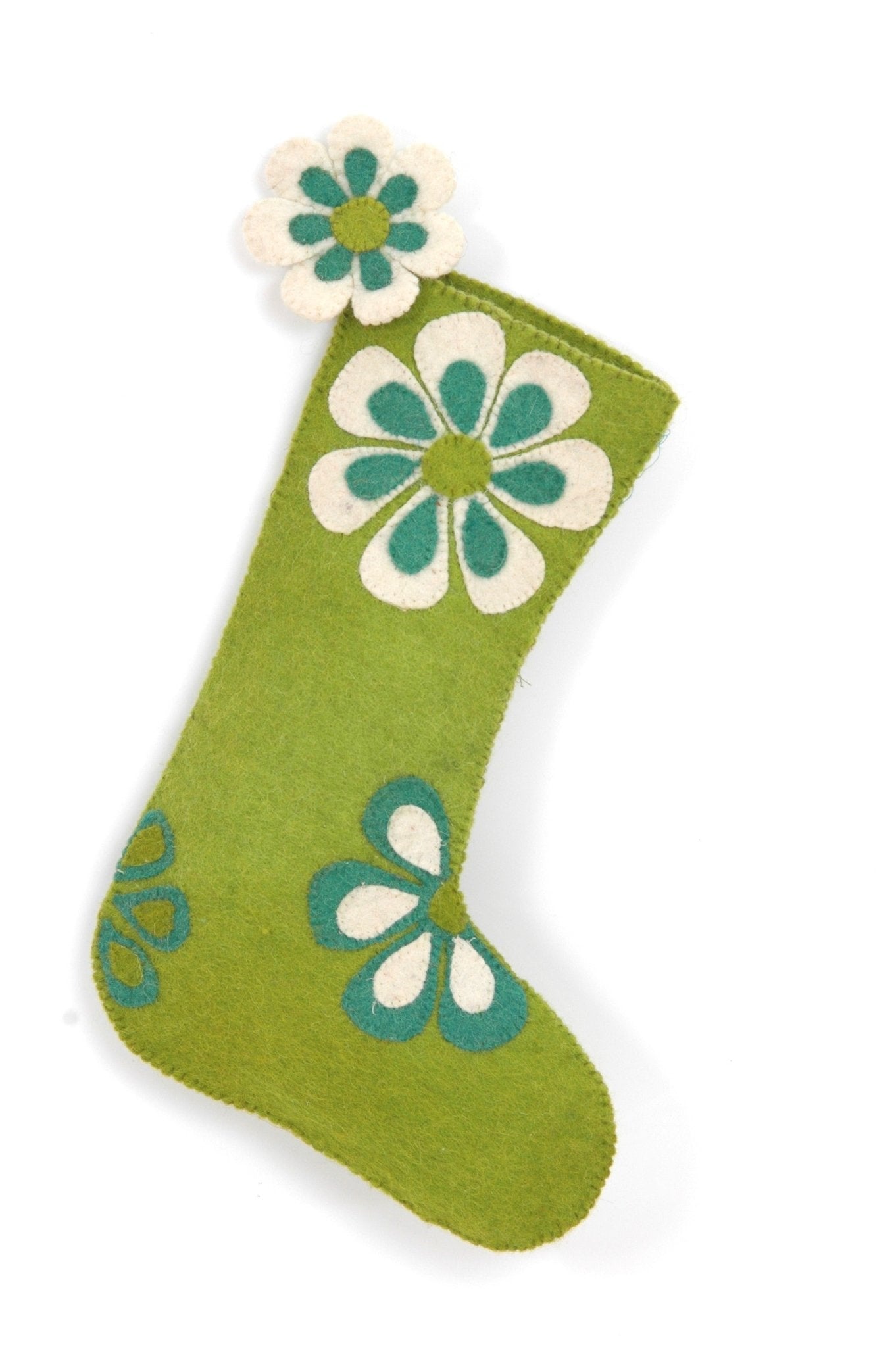 Retro Flower Power Hand Felted Wool Christmas Stocking Arcadia Home