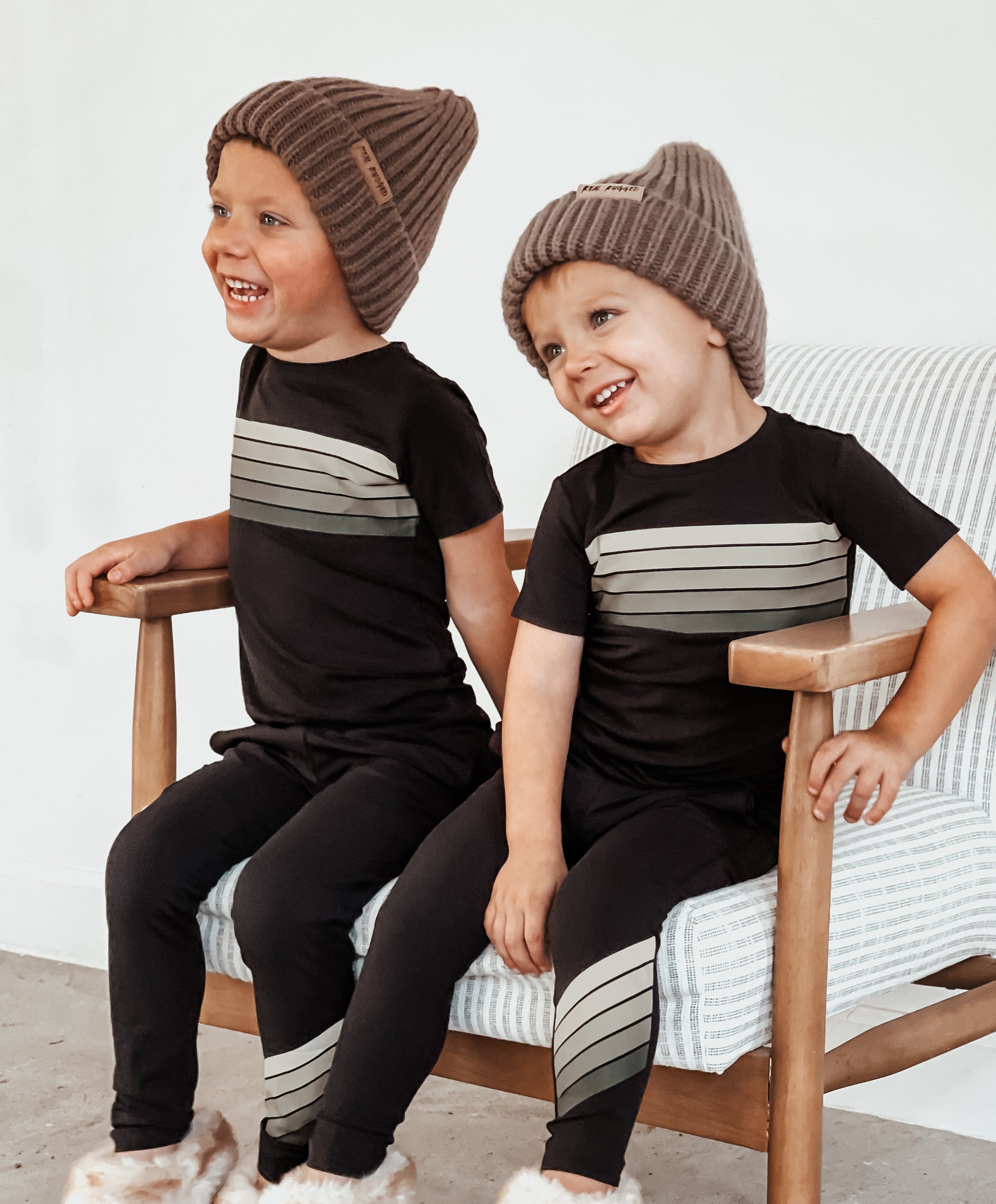 Retro Tan Stripe Two-piece Set