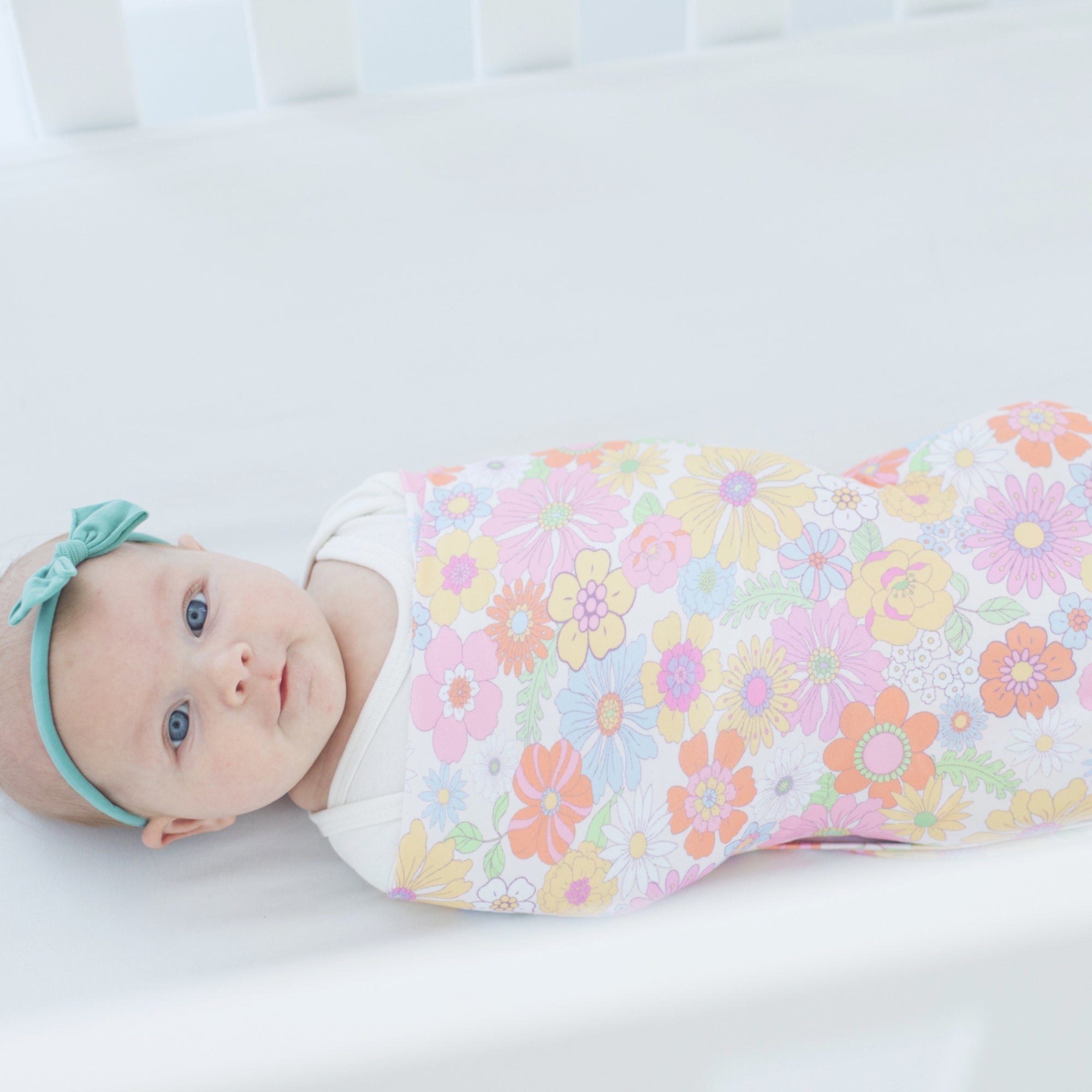 Buttery Soft And Stretchy Swaddle Blanket - Retro Floral