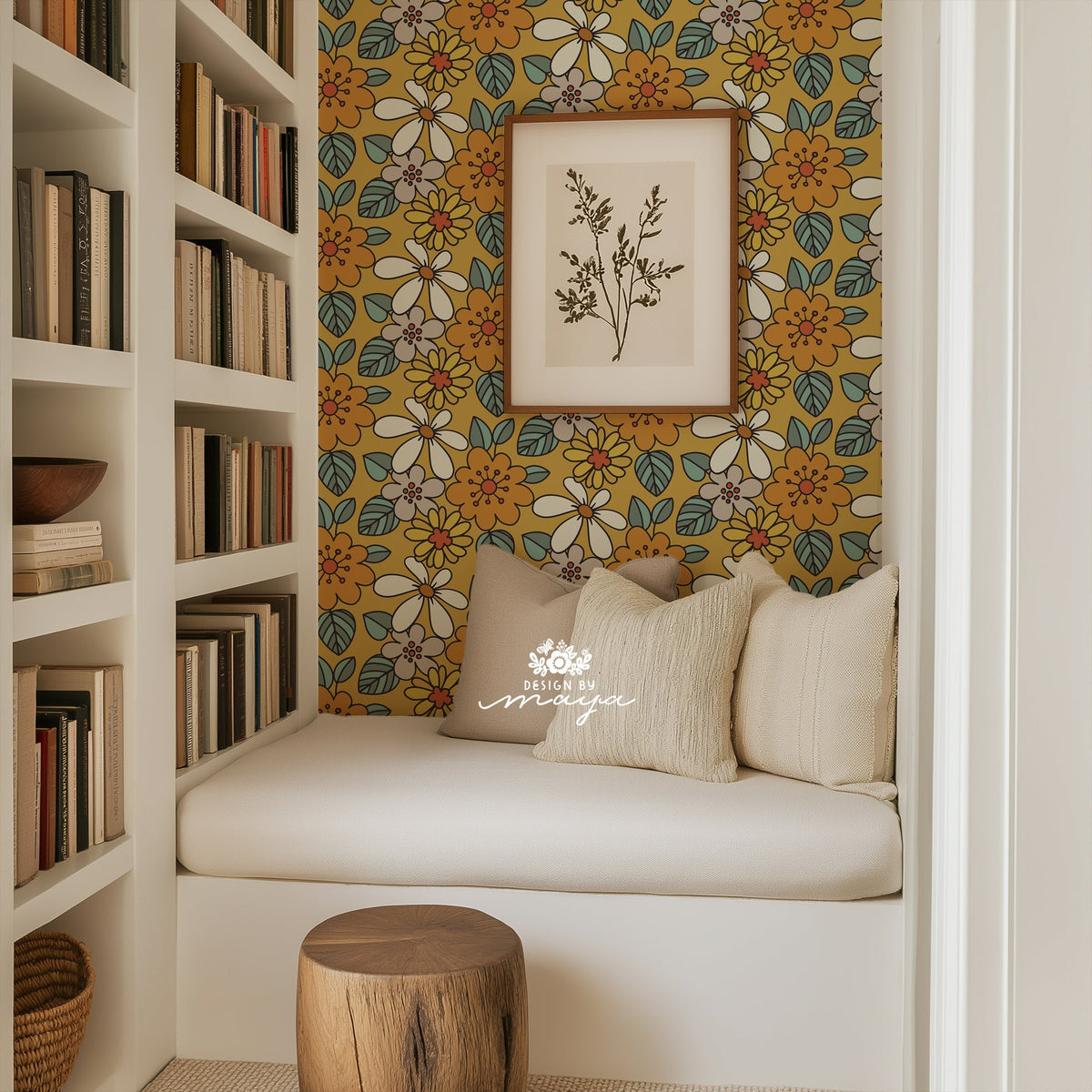 Retro Style Flowers Wallpaper - House Wallpapers