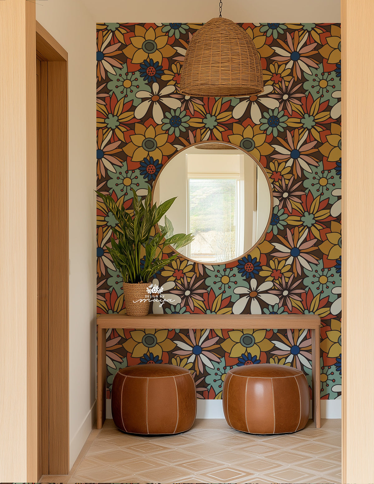 Retro Style Flowers Wallpaper - House Wallpapers