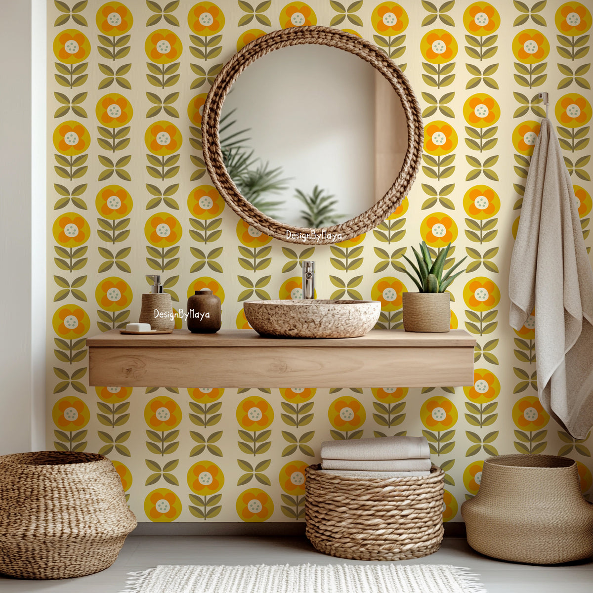 Giant Flowers & Leaves Wallpaper - Nursery Wallpaper