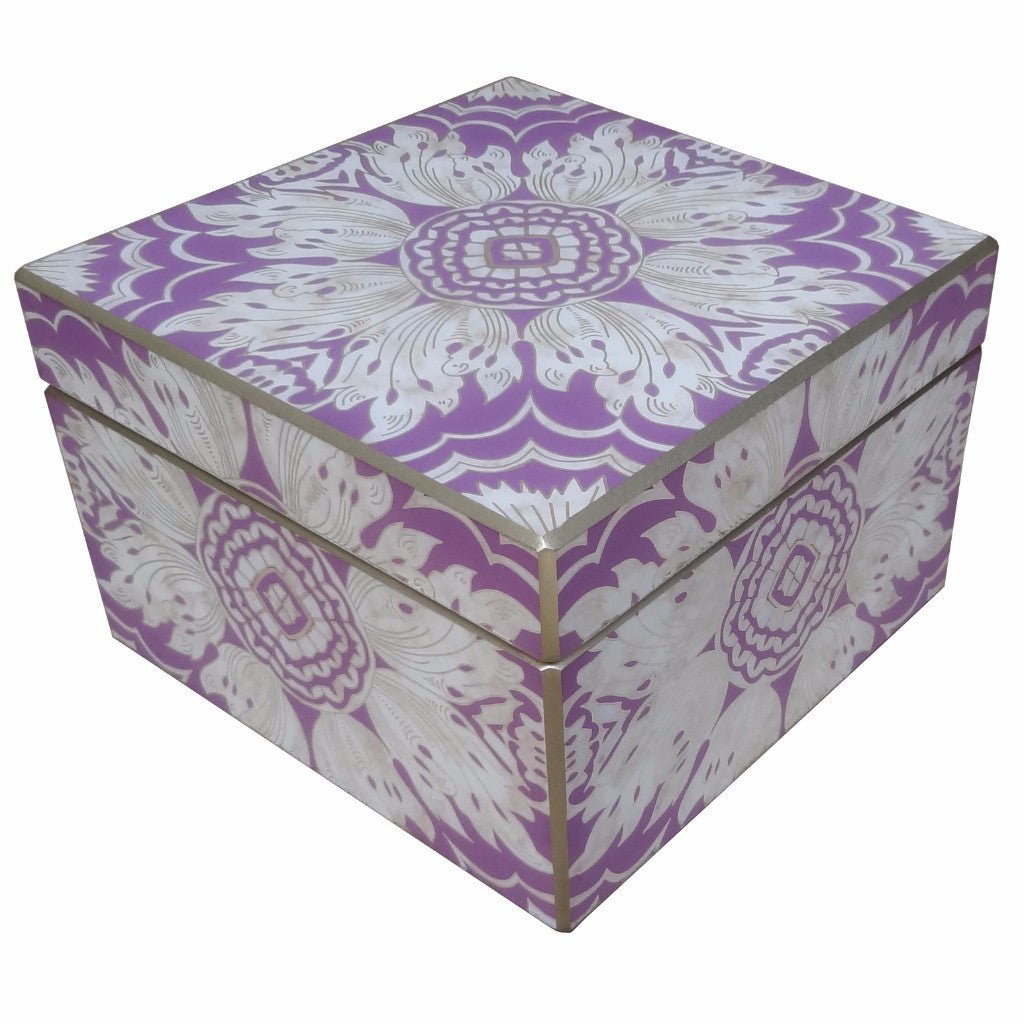 Reverse Painted Mirror Box - Medium - Lavender