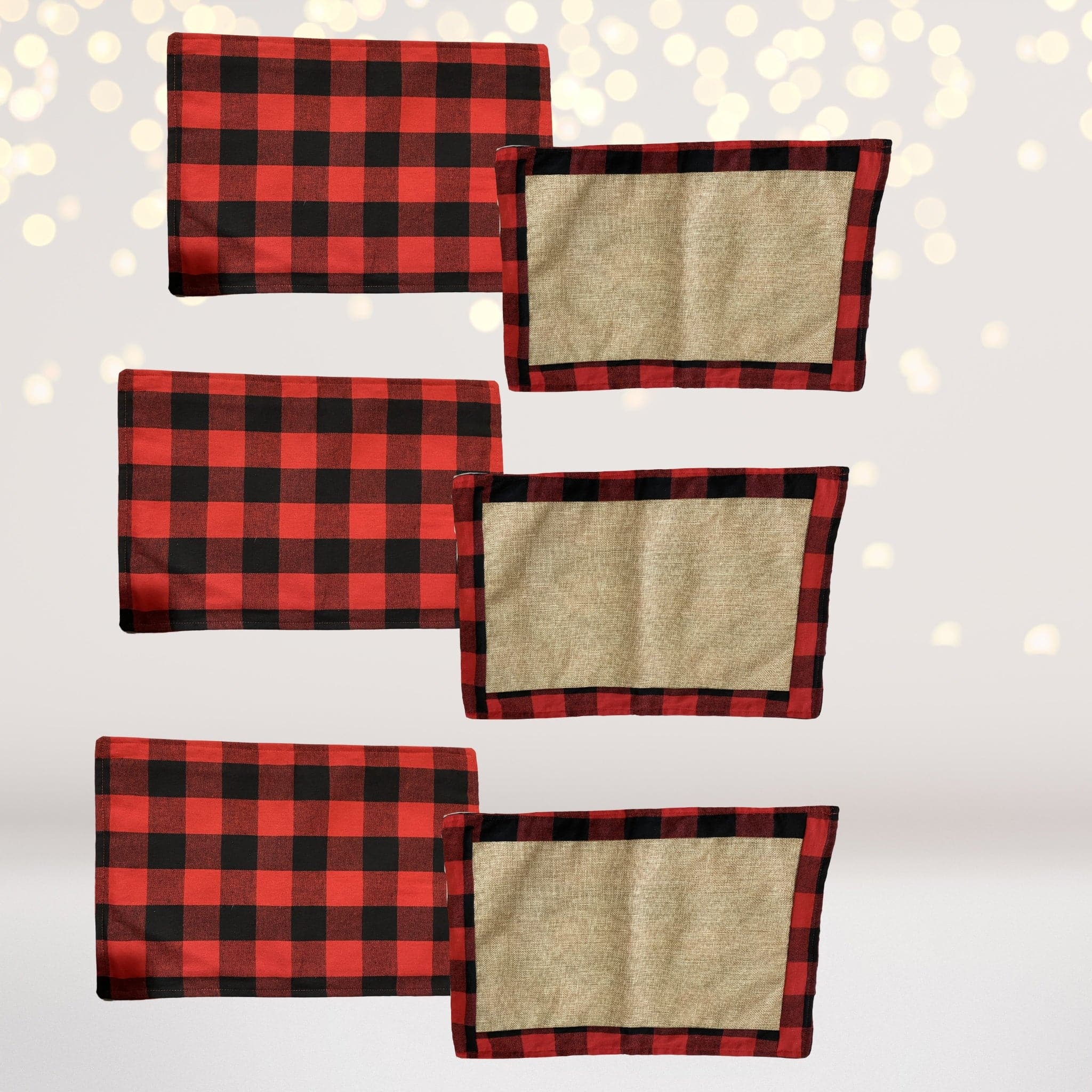 Red & Black Buffalo Plaid, Lumberjack Print,placemats & Table Runner With Burlap