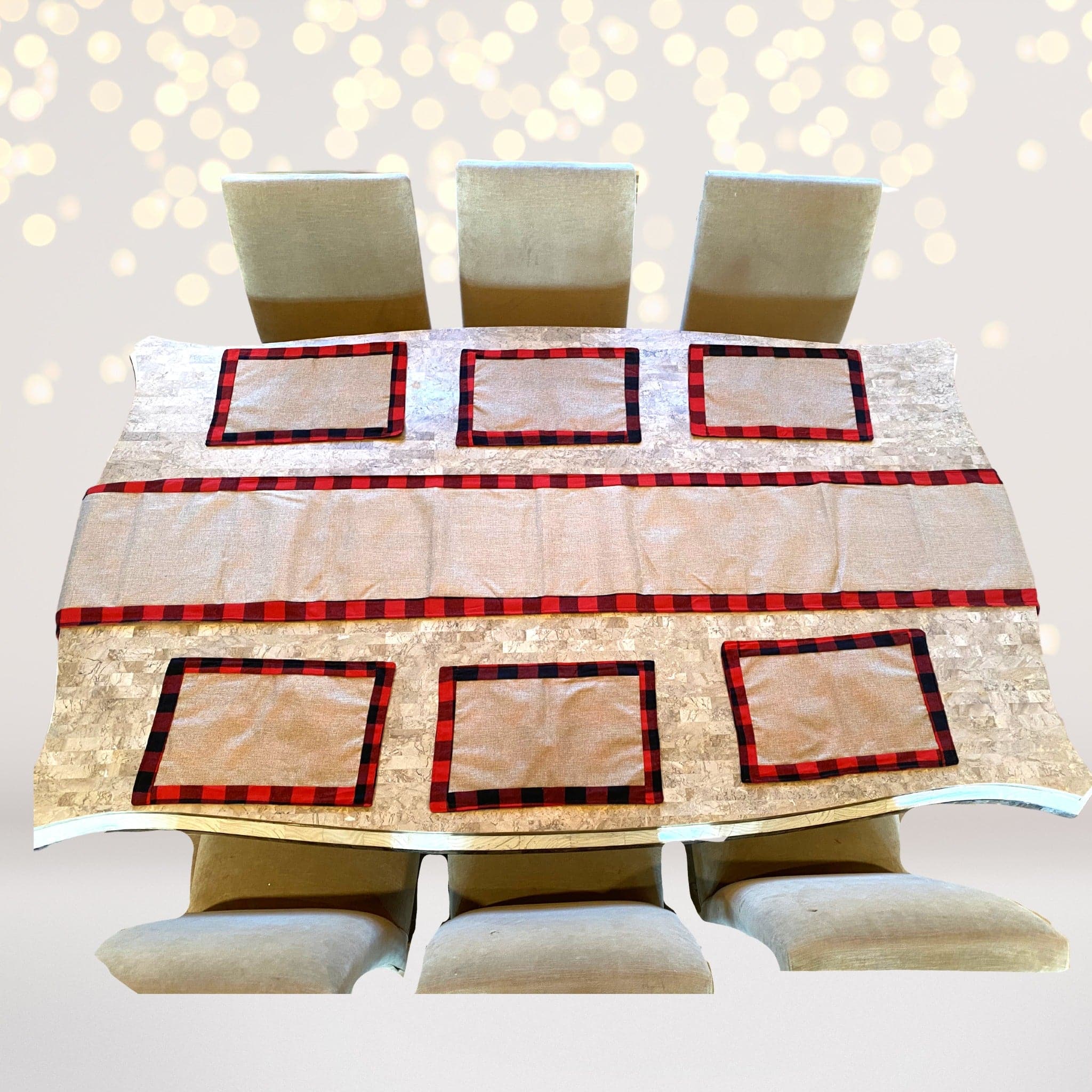 Red & Black Buffalo Plaid, Lumberjack Print,placemats & Table Runner With Burlap