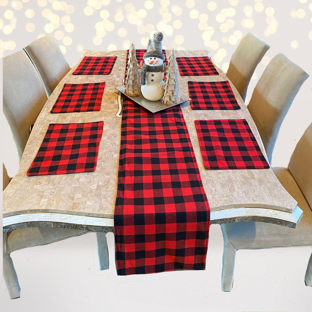 Red & Black Buffalo Plaid, Lumberjack Print,placemats & Table Runner With Burlap