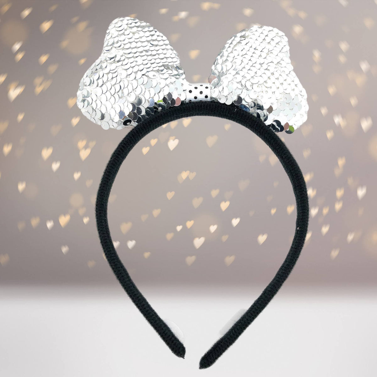 Reversible Sequin Bow Headband, Costume Accessory