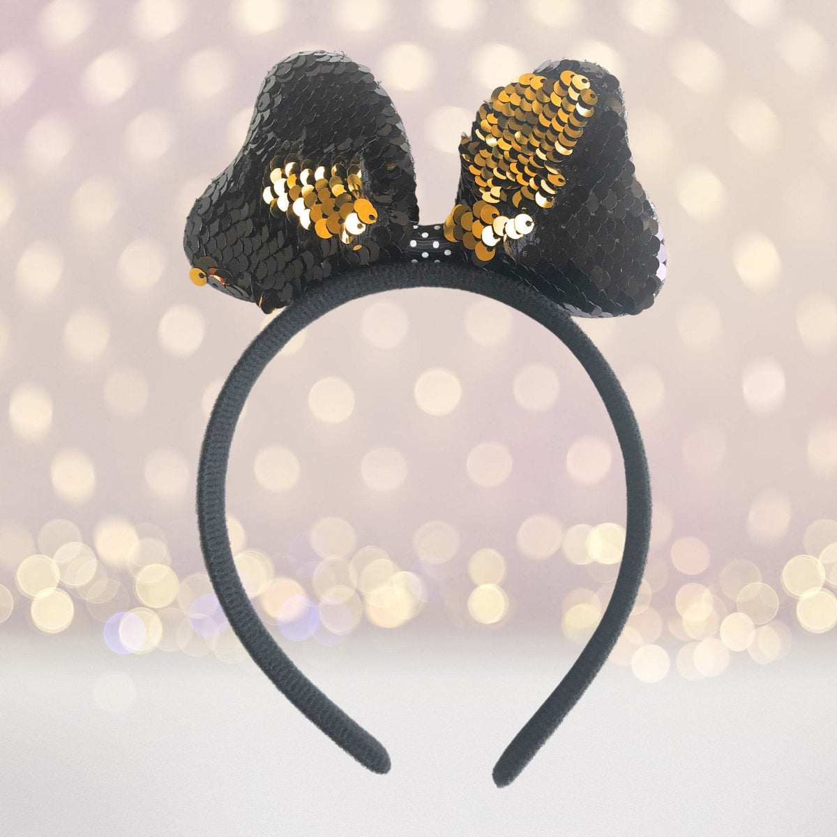 Reversible Sequin Bow Headband, Costume Accessory