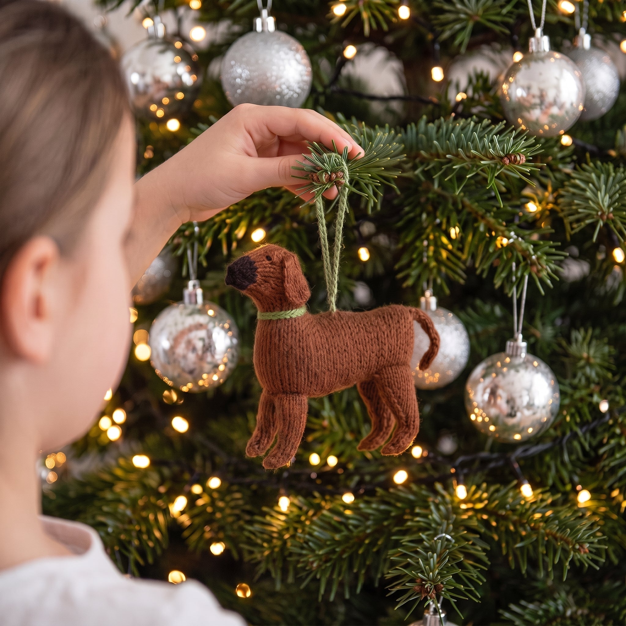 Hand Knit Alpaca Wool Christmas Ornament - Rhodesian Ridgeback Dog