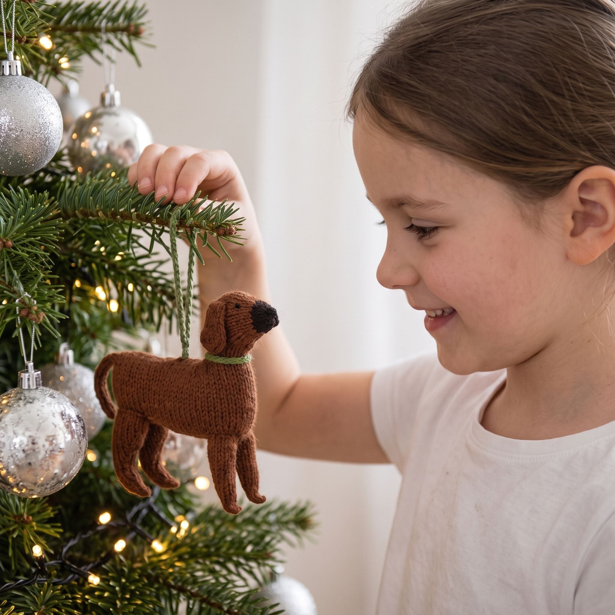 Hand Knit Alpaca Wool Christmas Ornament - Rhodesian Ridgeback Dog