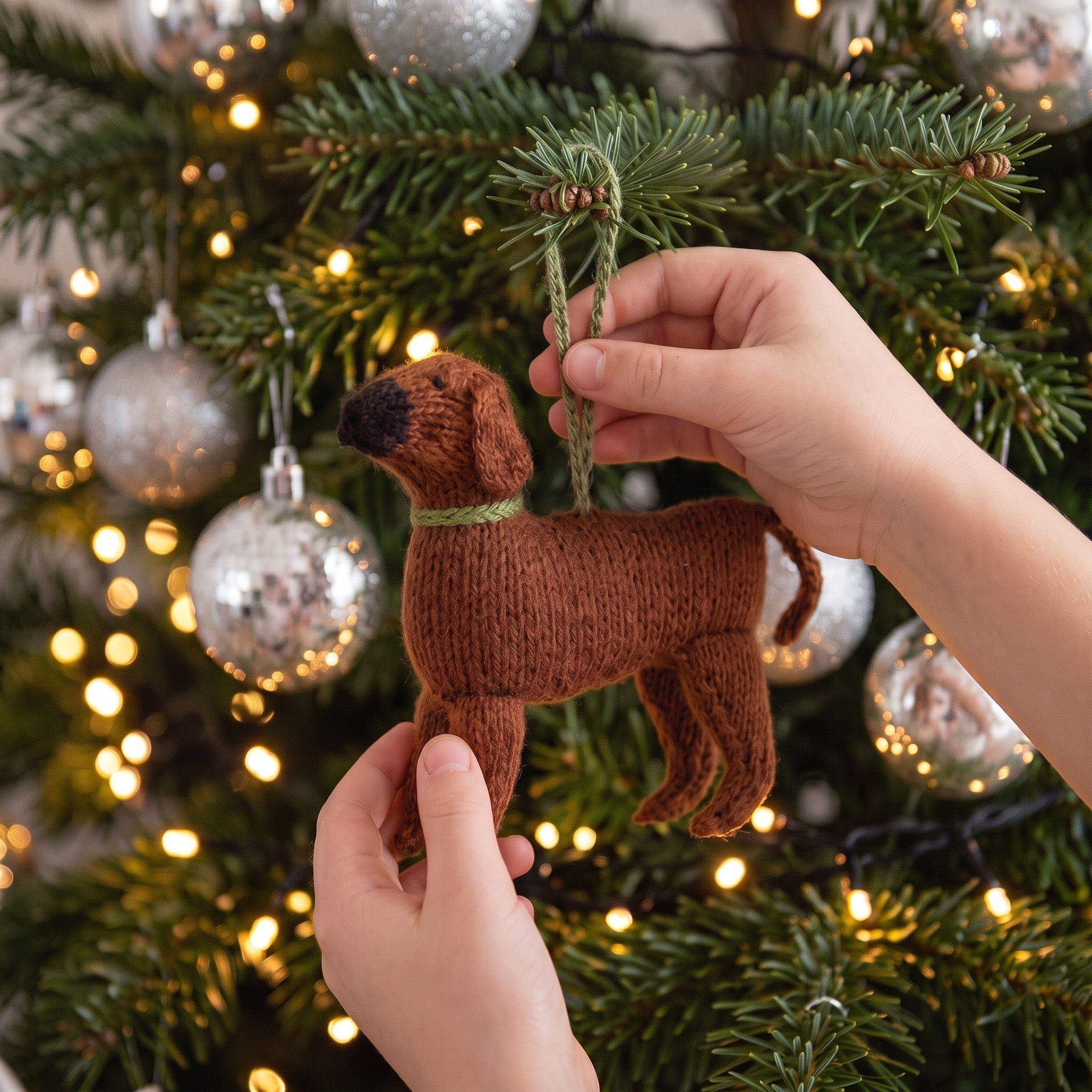 Hand Knit Alpaca Wool Christmas Ornament - Rhodesian Ridgeback Dog