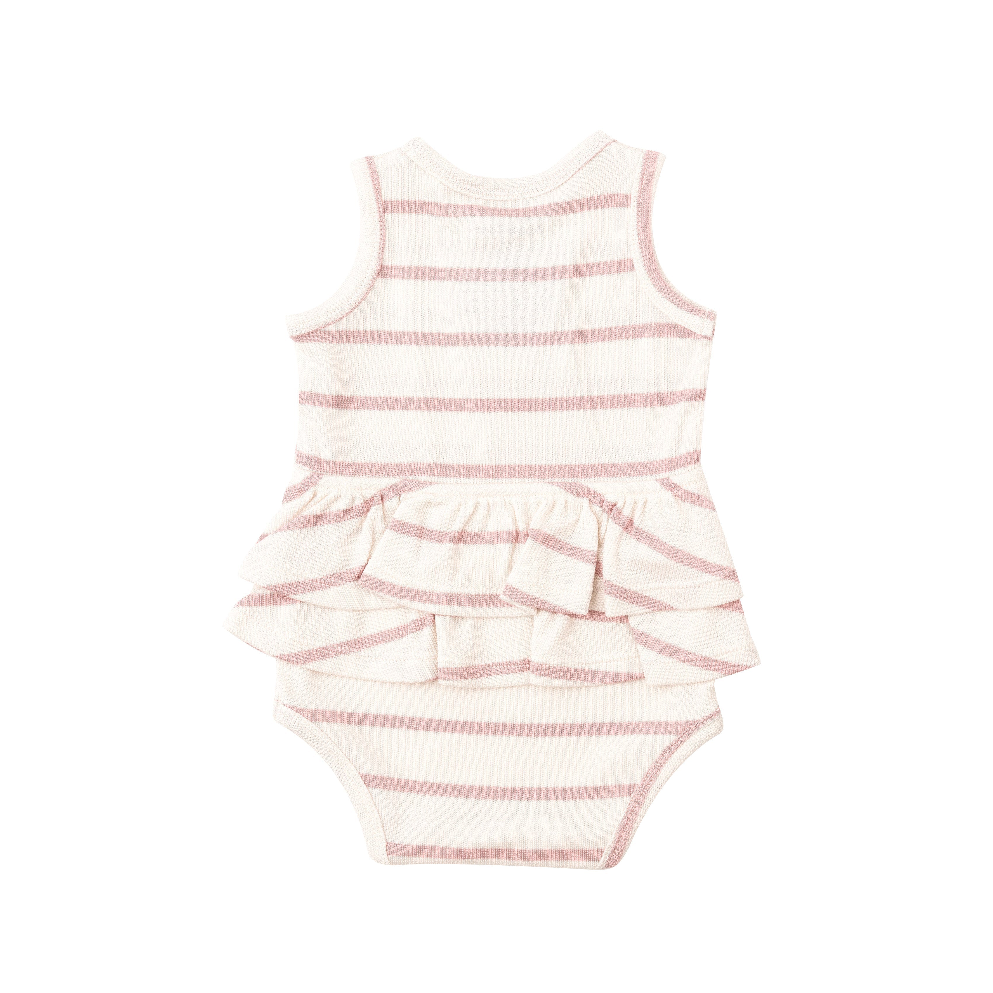 Rib Ruffle Tank Bubble - Silver Pink + Sugar Swizzle