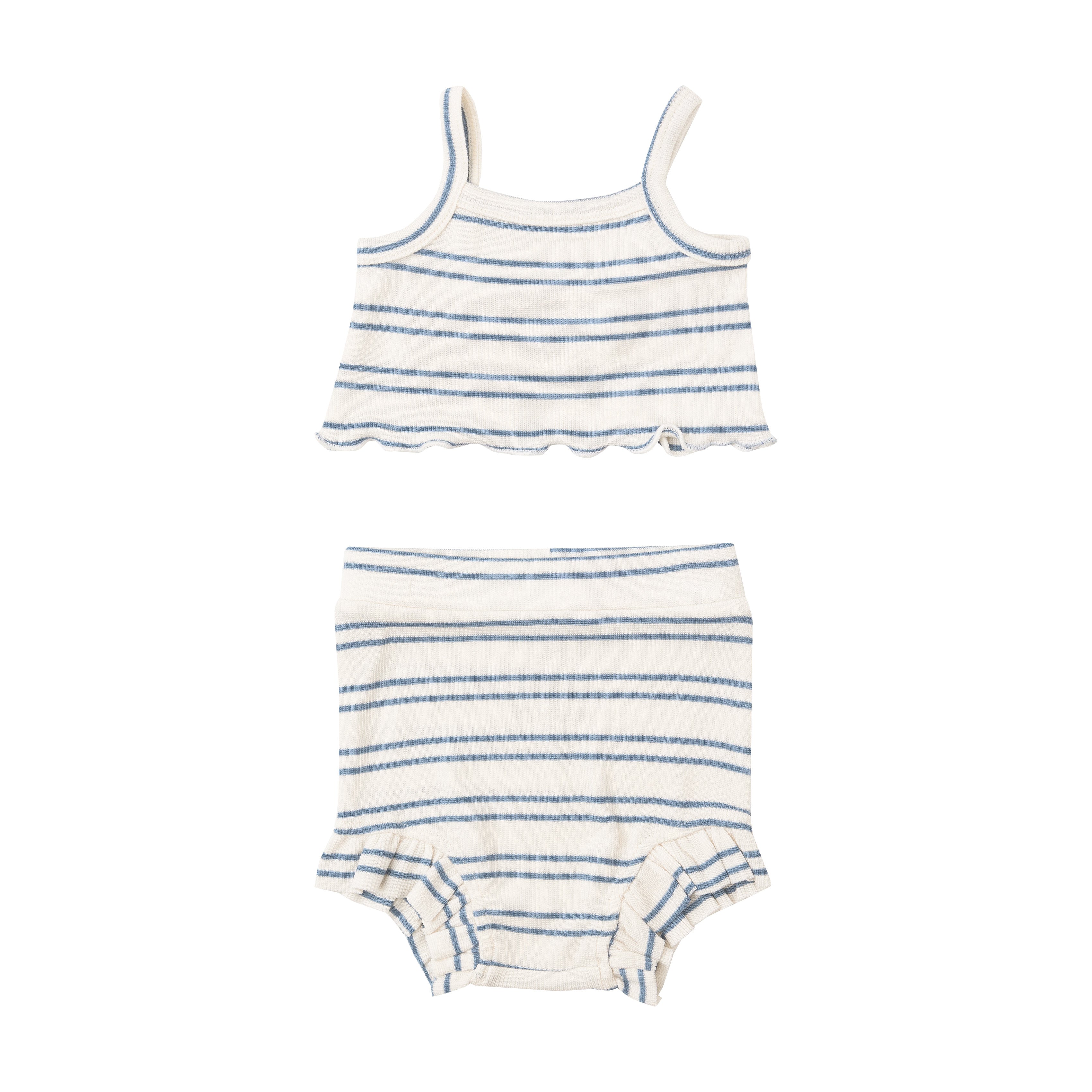 Rib Tank Top & High Waisted Short - Anchor Rib Stripe