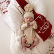 Long Sleeve Bamboo Snapsuit | Ribbed Cream
