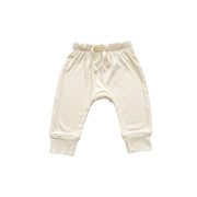 Bamboo Jogger Pants - Cream Ribbed