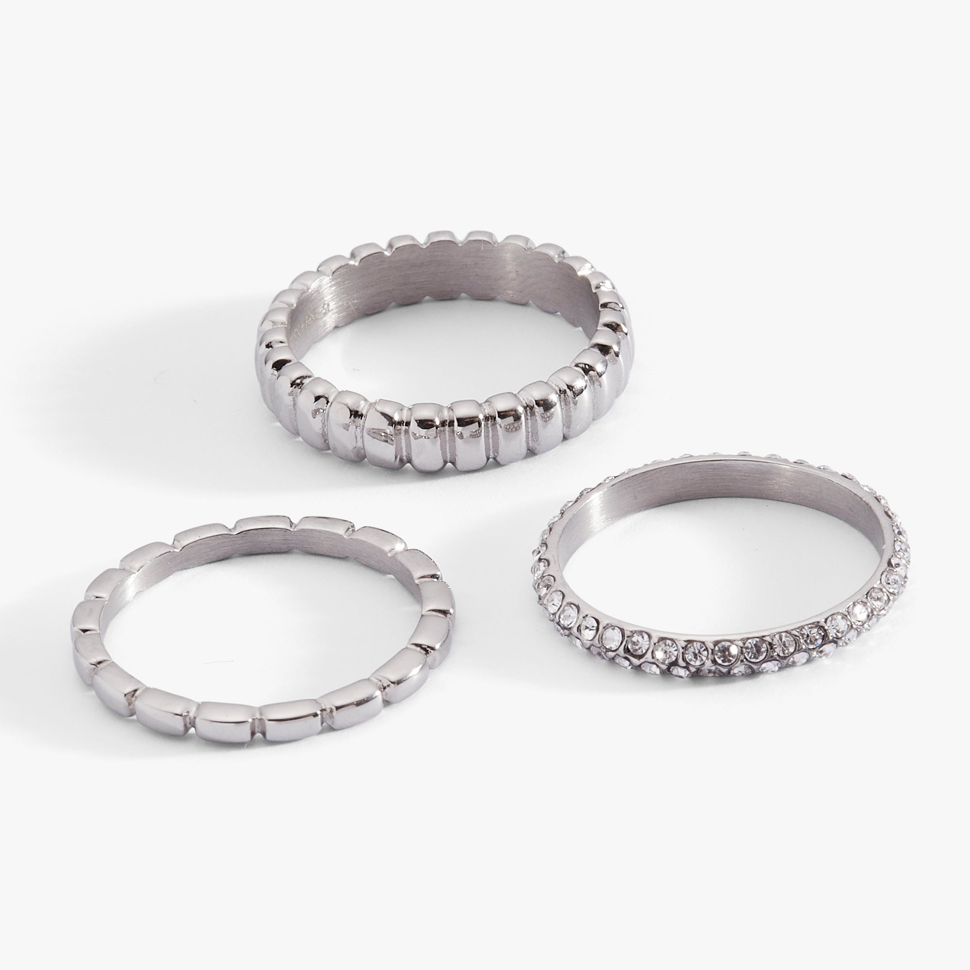 Ribbed Stacking Ring Set Of 3