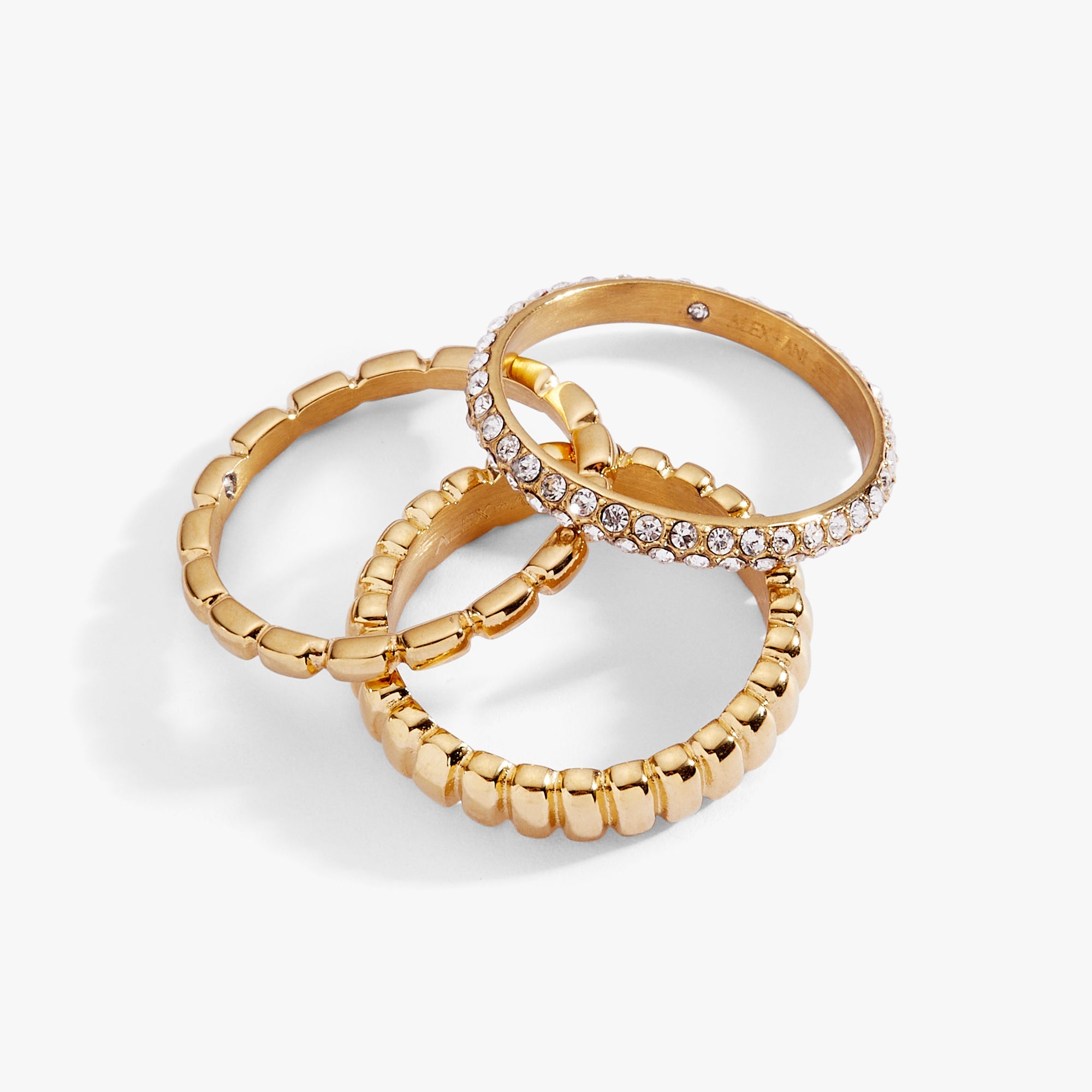 Ribbed Stacking Ring Set Of 3