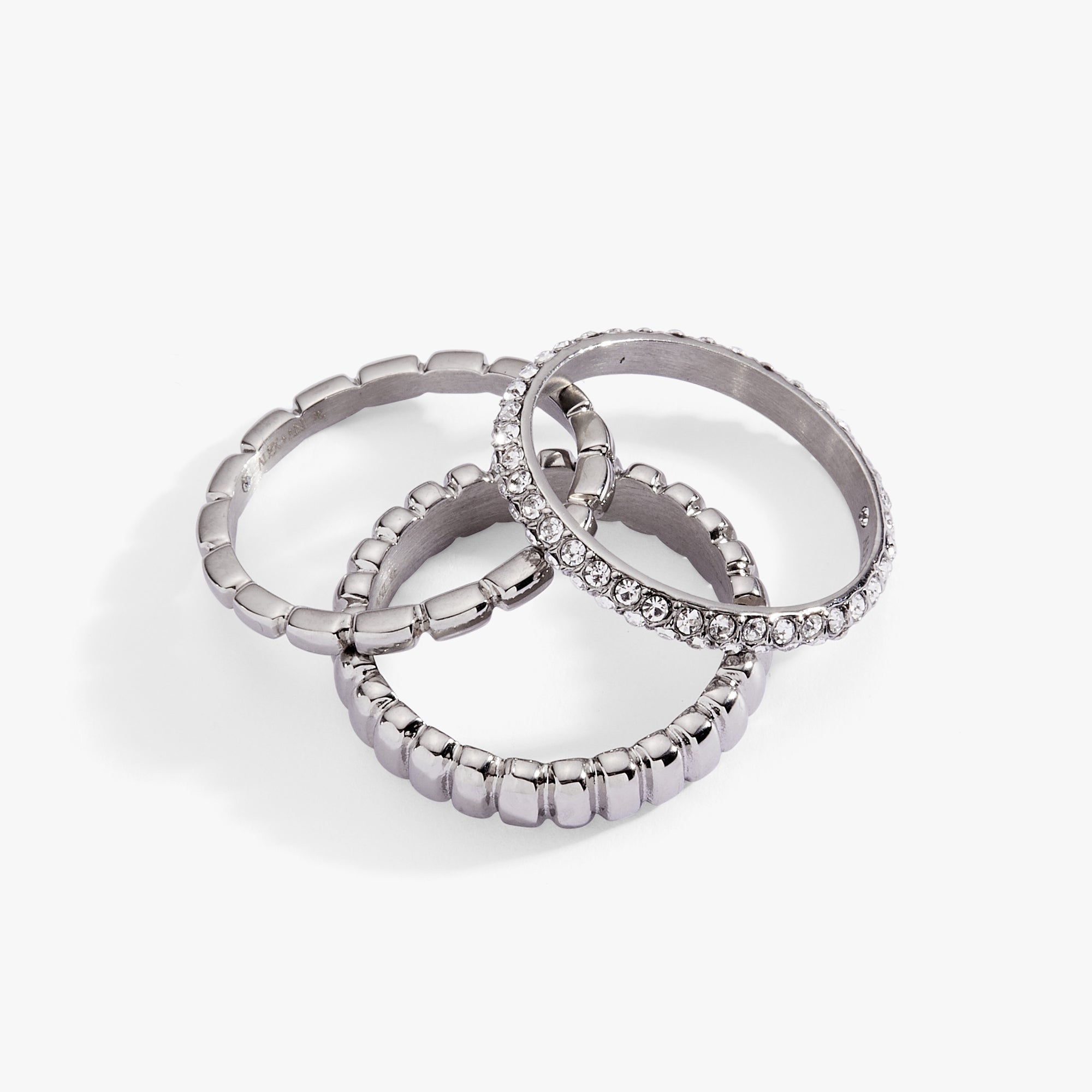 Ribbed Stacking Ring Set Of 3