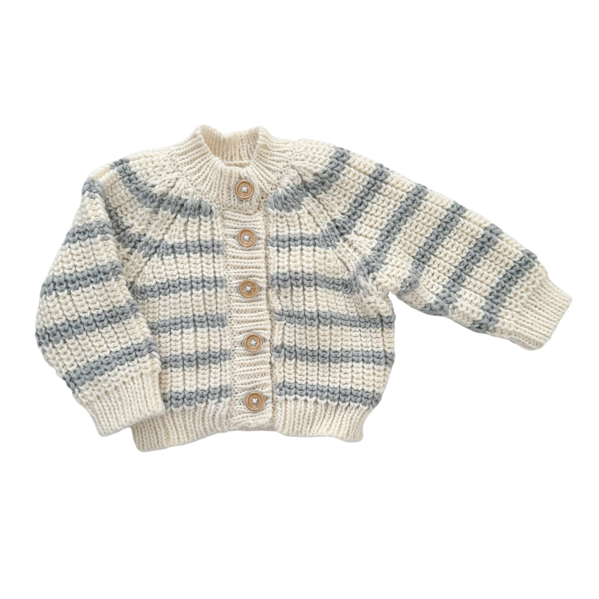 Rib Knit Stripe Cardigan, Bowie Grey