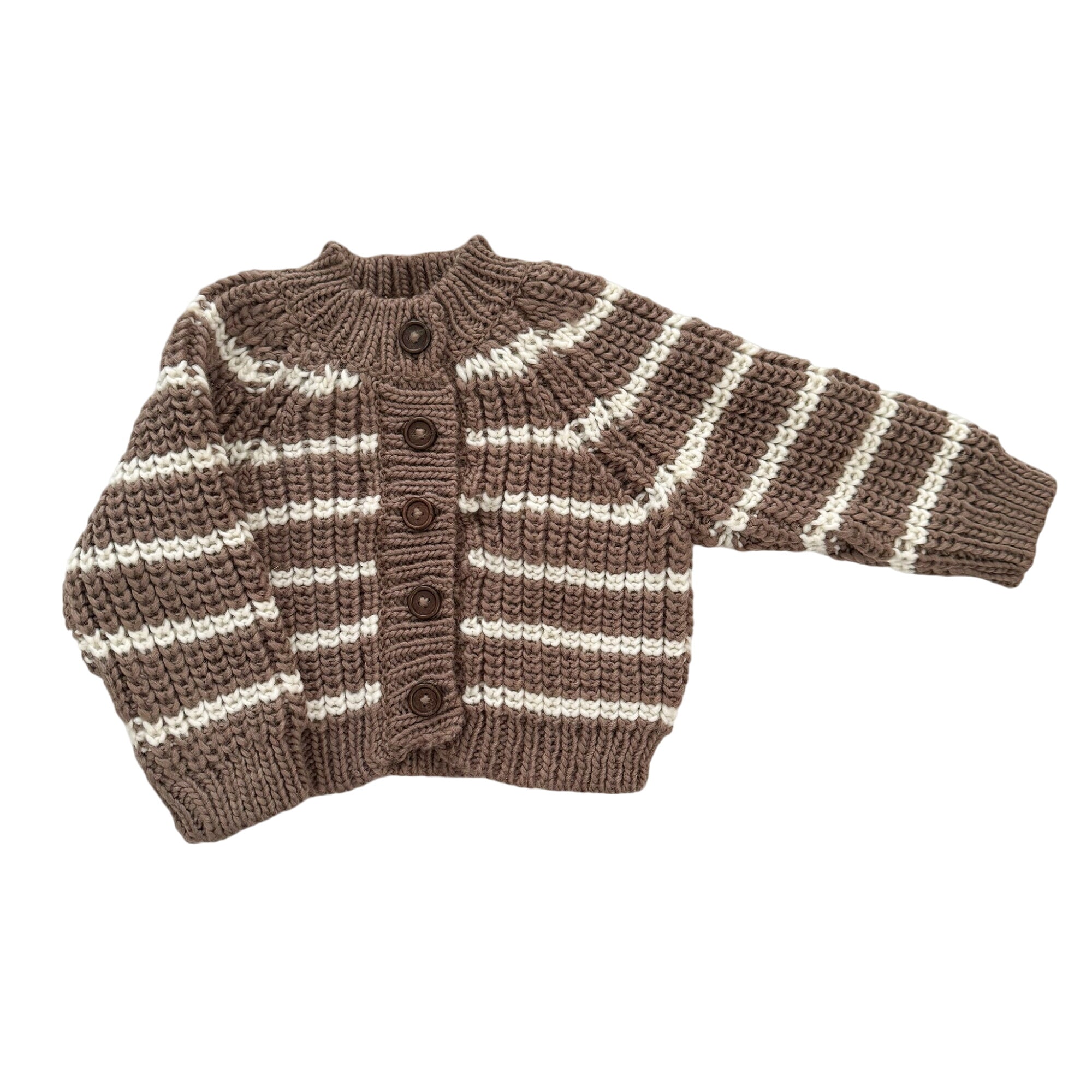 Rib Knit Stripe Cardigan, Tan