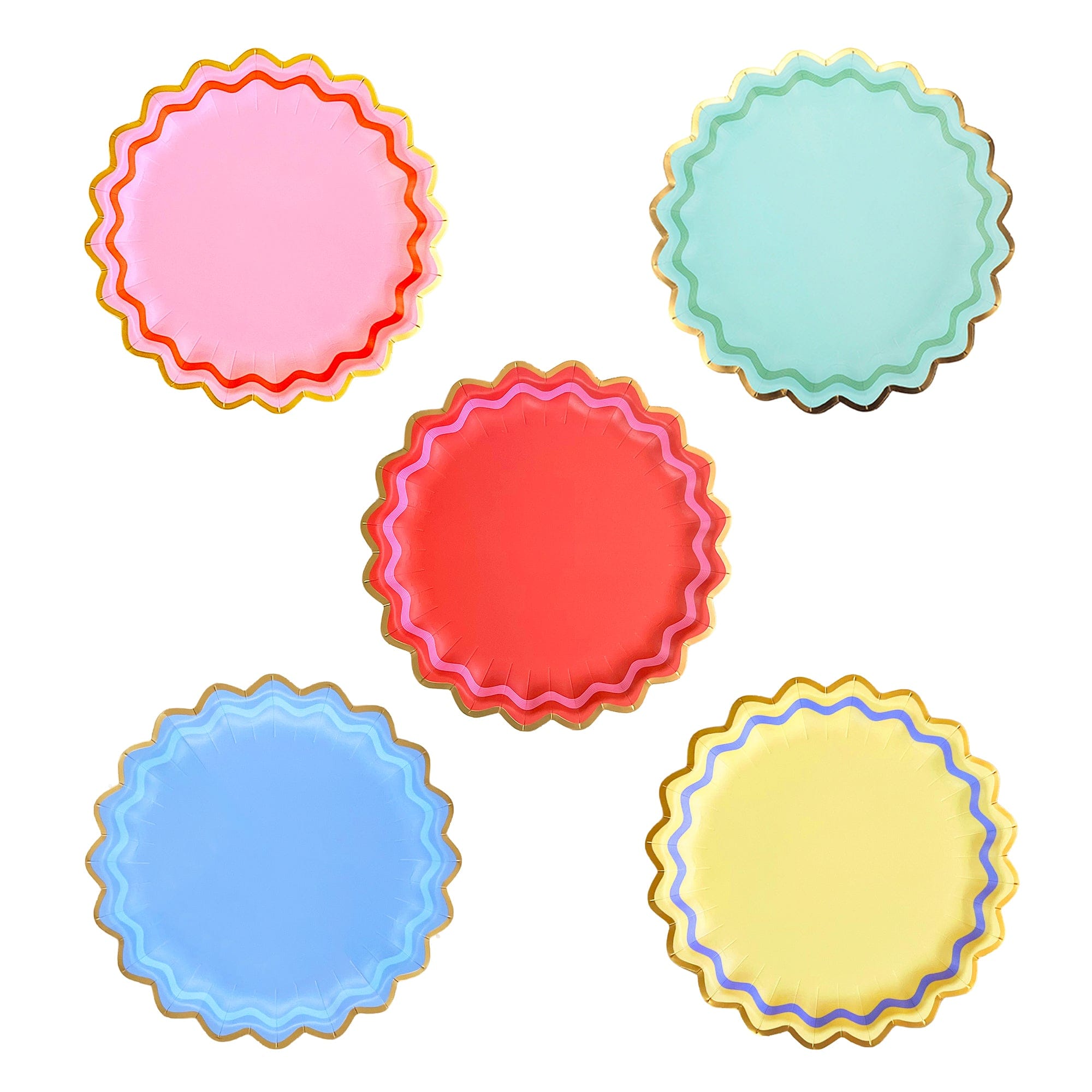 Rainbow Ric Rac Assorted Dinner Plates (10 Count)