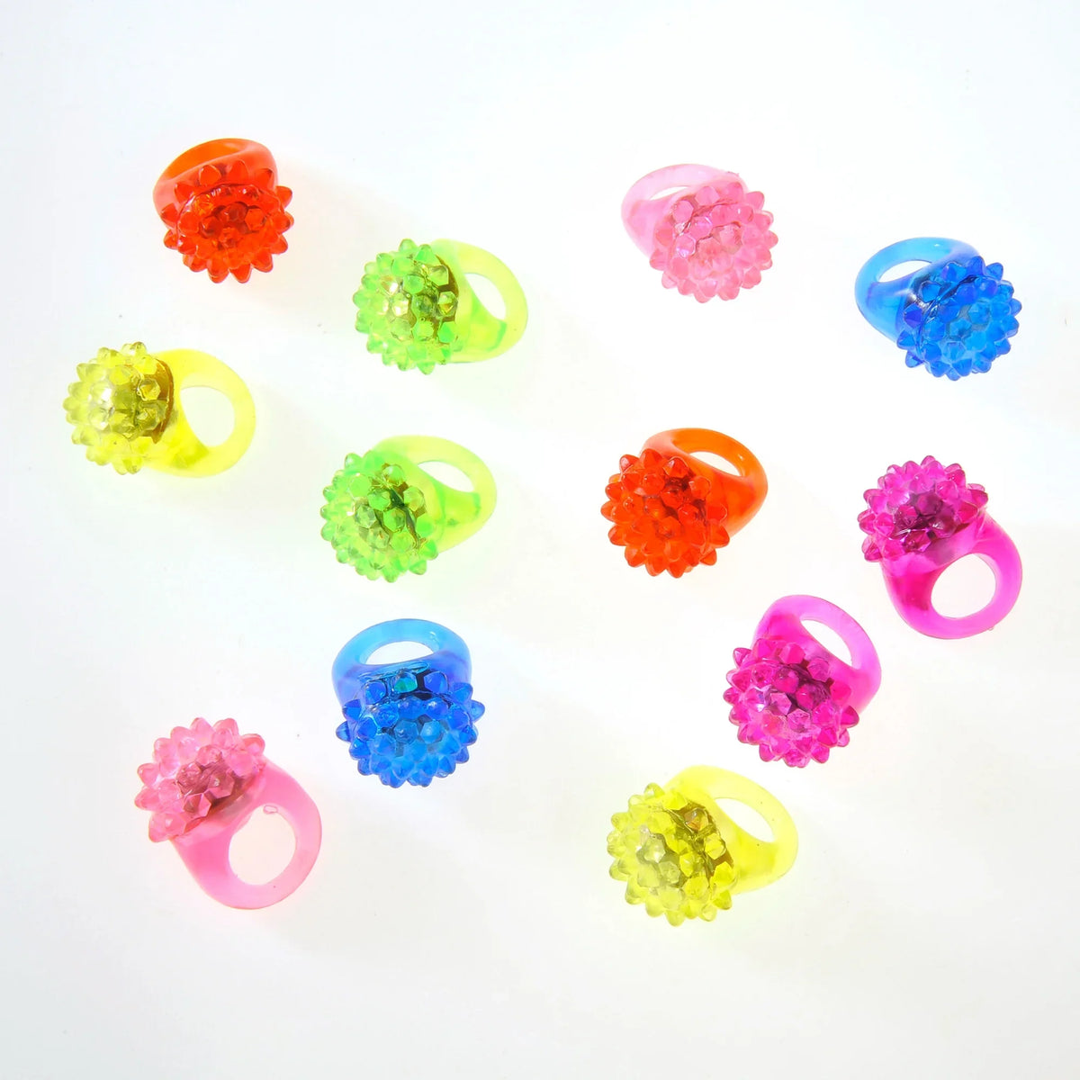 Led Light Up Jelly Rubber Rings Pack Of 5 Squishy Rings For Parties, Events, Or Rewards.