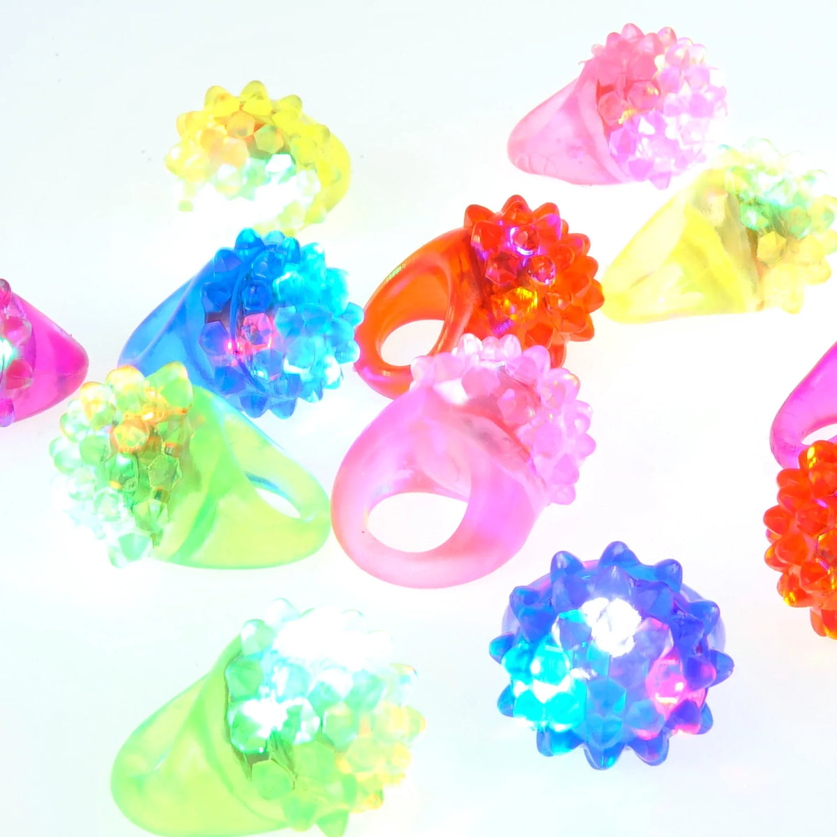 Led Light Up Jelly Rubber Rings Pack Of 5 Squishy Rings For Parties, Events, Or Rewards.