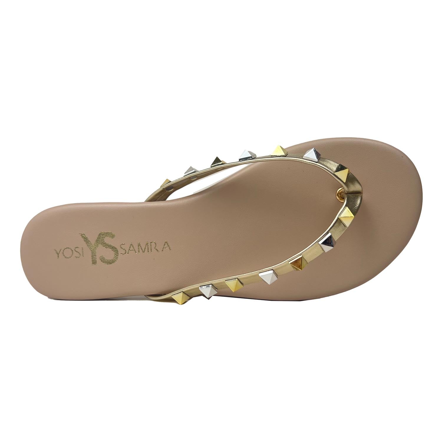 Rivington Stud Flip Flop In Beige Metallic