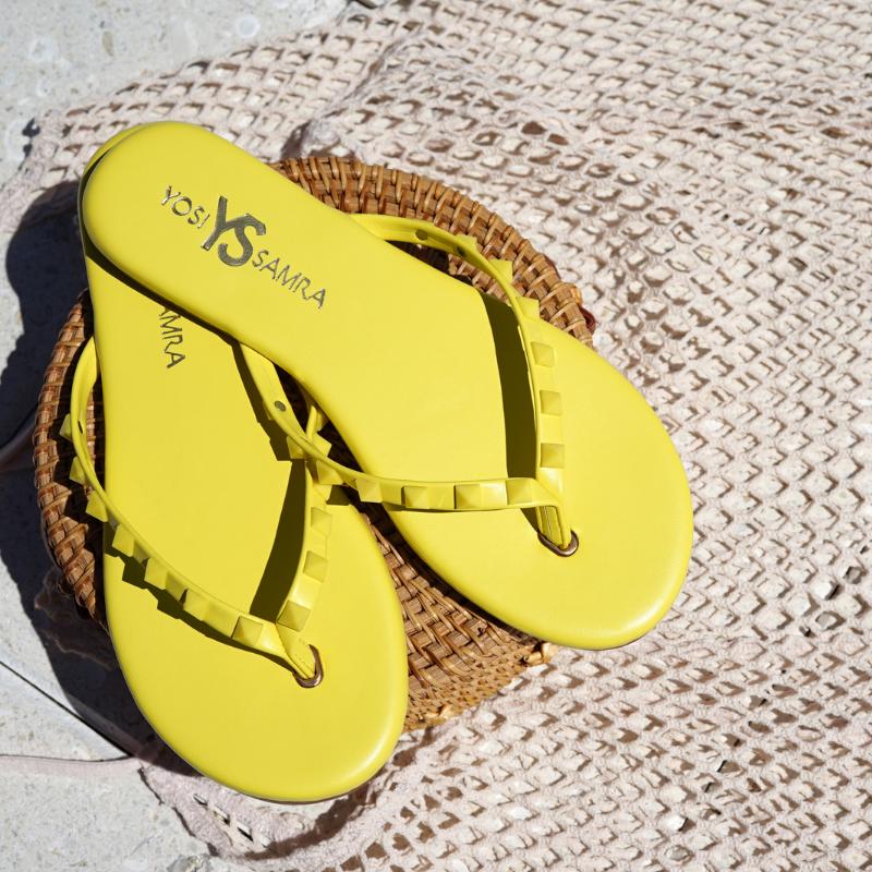 Rivington Stud Flip Flop In Canary Yellow