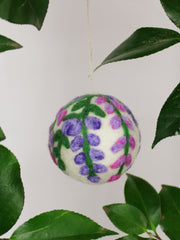 Hand Felted Wool Ball Ornament - Wisteria Bough