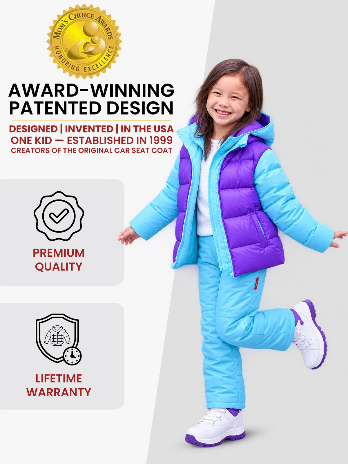 Car Seat Coat | The Road Coat Down - Aqua/purple
