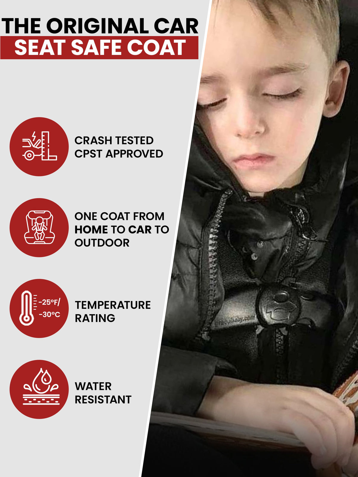 Car Seat Coat | The Road Coat Down - Black